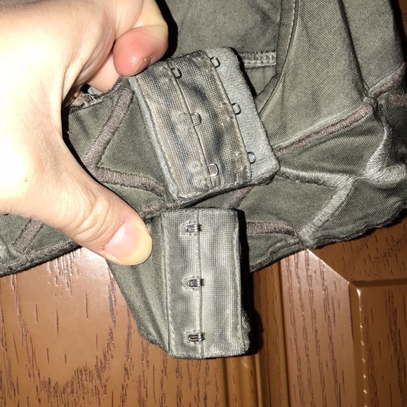 POL Intimates Distressed Green Triangle Bralette With Strappy Lace Back - Picture 10 of 13